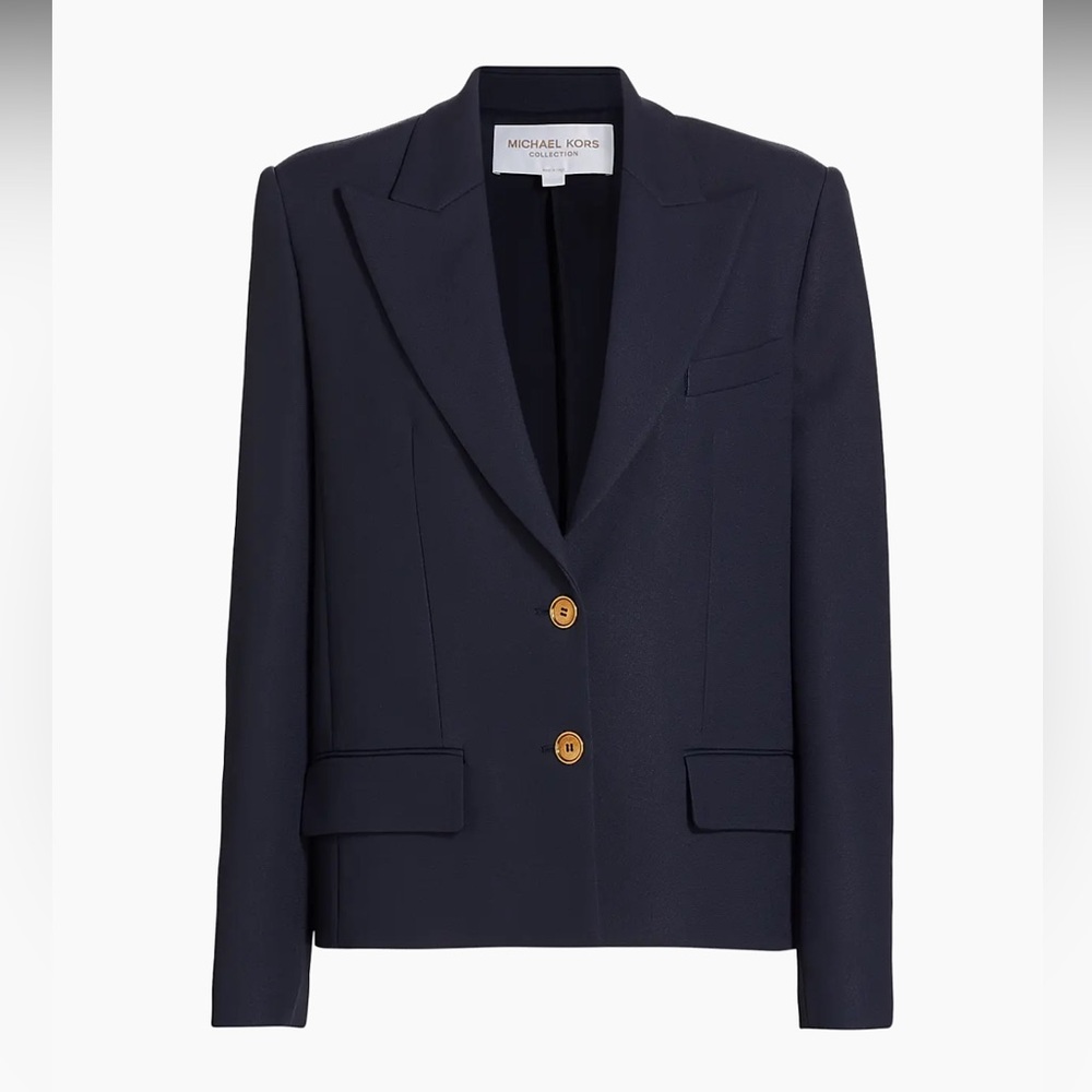 Michael Kors Collection•Women’s Double Crepe Sablé Crop Blazer•Midnight•Sz 4